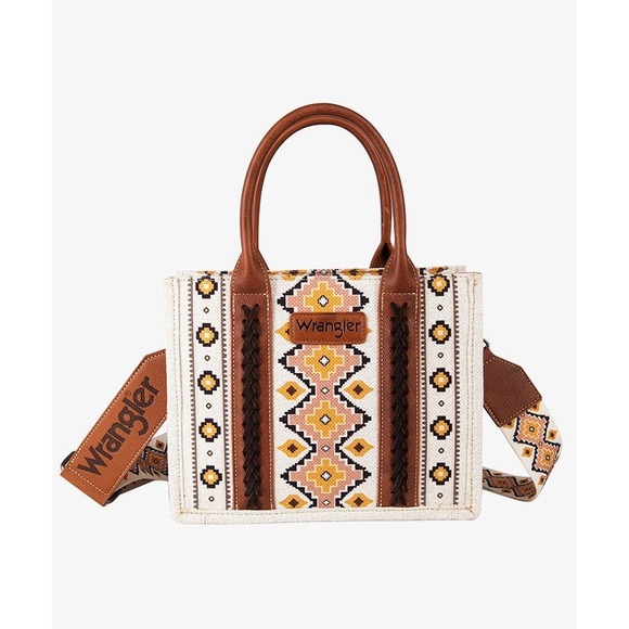 Wrangler Southwestern Aztec Cream & Brown Tote with Dust Bag NWT - Picture 2 of 6